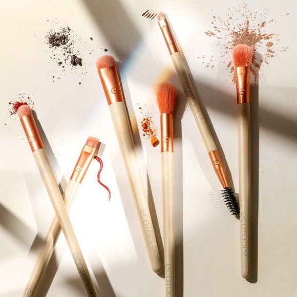 6 Blending Brushes for Eyes Eco Friendly Makeup Brush Orange Cruelty Free Vegan - Picture 8 of 13